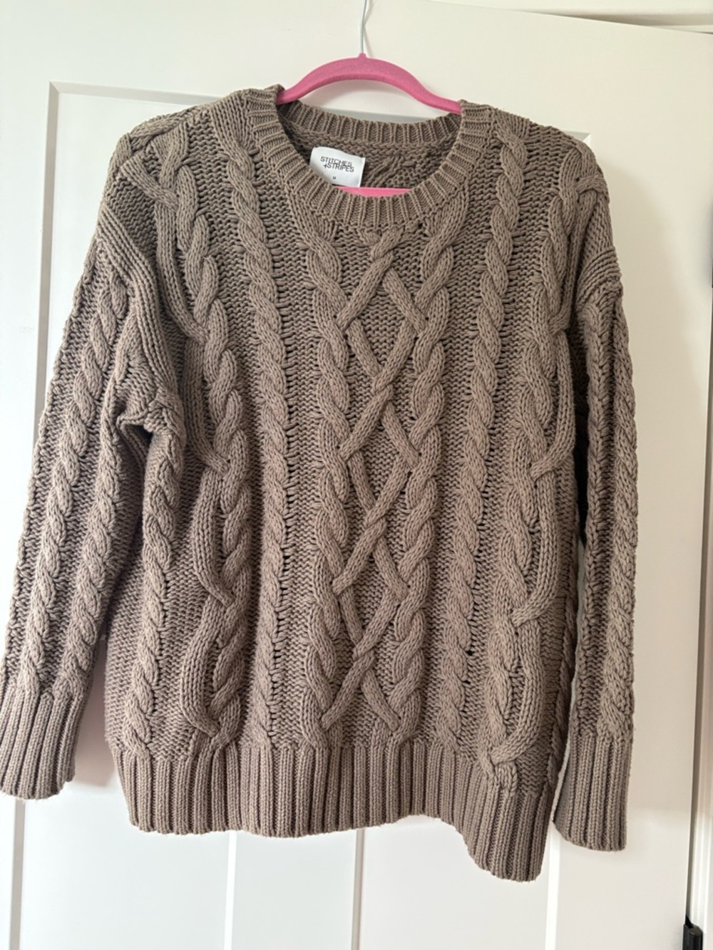 Cable Knit Sweater in Taupe cotton